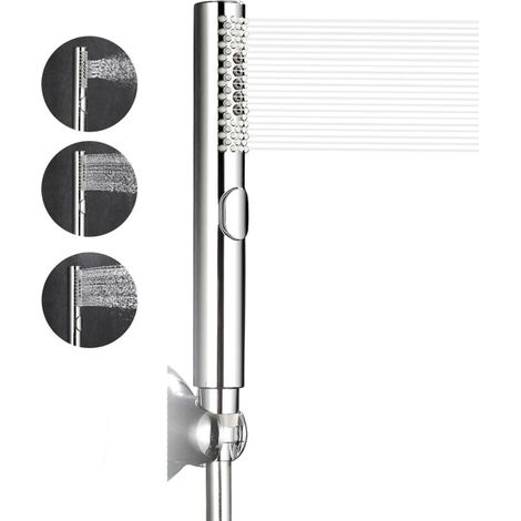 Pommeau de Douche, Douchettes Salle de Bain, 3 Fonctions Pommeau de Douche Haute Pression, Chromée Corps ABS (Argent) (1/4)