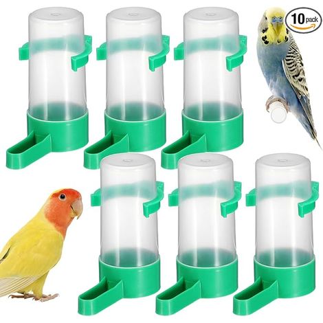 Hohopeti Automatic Bird Cage Water Dispenser Parrots Pigeons Anti-Waste Angled Spout Universal Attachment ABS Plastic (1/5)