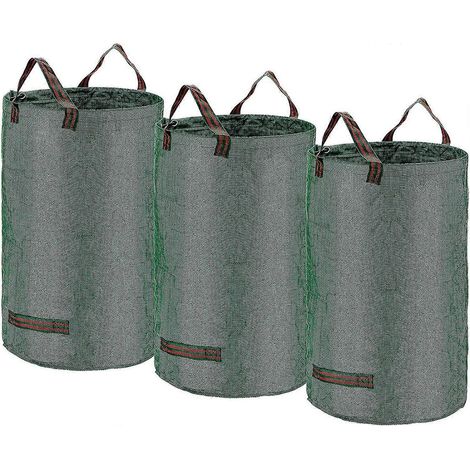 3 sacs à déchets verts de 500 litres, format XXXL, résistants, avec double poignée, autoportants et pliables, réutilisables (PP). (1/5)