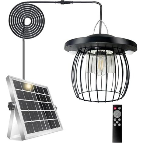 Lampe Solaire Extérieur Intérieur avec Détecteur de Mouvement, Suspension Solaire avec Télécommande, Étanche IP66 Lampe Suspendue pour Gardin Terrasse Balcon Pavillon Patio Pergola Garage (1/5)