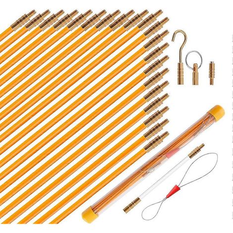 Kit de passage de câble électrique en fibre de verre de 6,7 m (22 pi) avec outils de tirage de câbletire-câble mural et cannes à pêche orange (1/5)