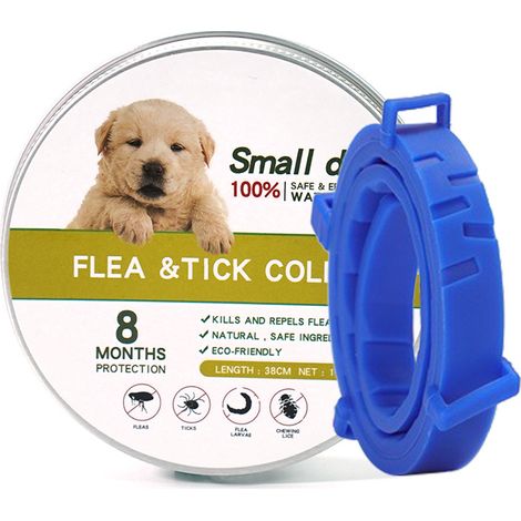 Collier pour chien 1 pièce collier anti-insectes et anti-puces pour chiens (petit chien 18 kg 38 cm, bleu) collier anti-insectes et anti-puces (1/2)