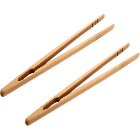 2 pièces pince à pain grillé en bambou, anti-statique, outil polyvalent pour grillades, thé et cuisine (1/3)