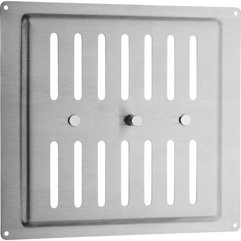 SOTECH Edelstahl SS304 Lüftungsgitter zum Aufschrauben mit Schiebeverschluss mit langem Schieberegler Ø 12 x 24 mm, 260x240 mm