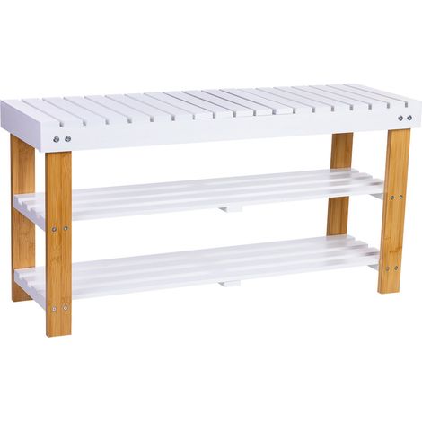 Banqueta zapatero de madera blanco 90x29x45h cm (1/5)