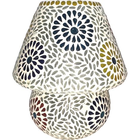 Mosaik-Tischleuchte aus Glas und Gips mit floralem Dekor