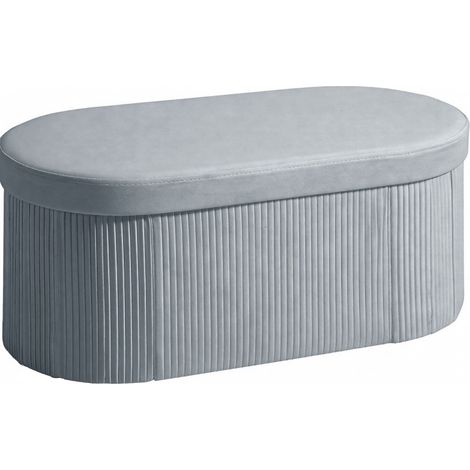 Panca contenitore pieghevole in velluto effetto, grigio scuro, 76 x 38 x 35 cm, MODENUIT (1/5)