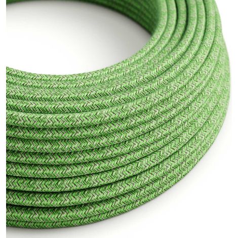 Creative-Cables, Cavo elettrico rivestito in tessuto, 2 x 0,75 mm², 50 m, Pixel Verde Bronte RX08, Rotondo, effetto seta
