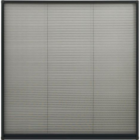 Moustiquaire plissée à fenêtre Aluminium Anthracite 120x120 cm