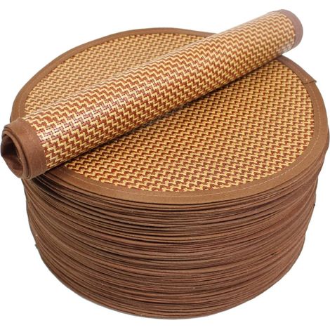 1 Pack Cat Dog Cooling Mat Bamboo Rattan Self Cooling Pet Bed for Cats Dogs Foldable Summer Sleeping Mat for Kennels Crates,BrownTHY8215SXYRound-40×40cm (1/5)