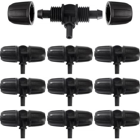 10 raccords d'irrigation goutte à goutte 8/12 mm à 6 mm, connecteur de tuyau d'irrigation à 3 voies (1/5)