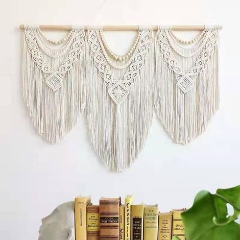 boho Chic Tapisserie Tiss Feuille Gland Art Coton Corde, Boho Gland Dcoration Murale Chambre Salon Appartement Toile De Fond, Boho Tapisserie Glan (1/5)