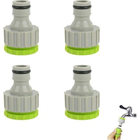 4 PCS Raccord Robinet Universel Fileté Femelle 1/2" & 3/4", 2-en-1 Raccord de Robinet, Adaptateur Tuyau Arrosage, Raccord Robinet Tuyau Arrosage, pour Irrigation, Nettoyage et Usage Domestique (1/5)