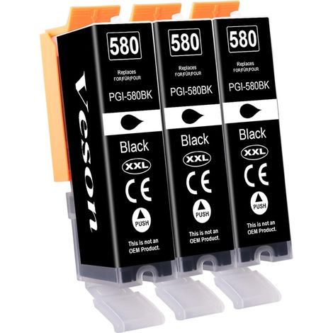 580XXL PGBK Cartouches d'encre compatibles avec Canon PGI-580 XXL Noir pour Canon Pixma TR8550 TR8500 TS6150 TS6350 TS6350a TS6250 TS6151 TS705a TS9550 TS9551 TS8350 TS8352, Lot de 3 (1/5)