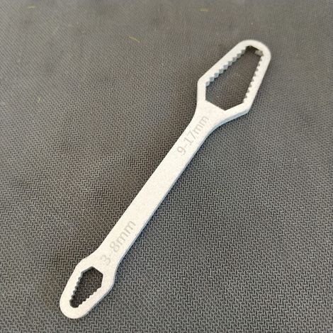 1x Clé Spline multifonction noire, épaisseur 5 mm — Clé réglable, auto-serrante et à double extrémité