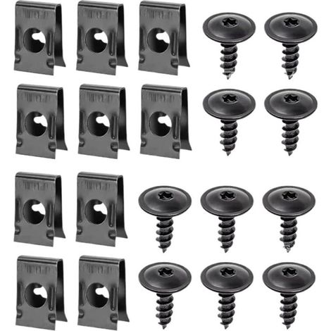 Kit d'Attaches U et Vis pour Voiture - Lot d'Agrafes et Vis pour Véhicules - Accessoires Réparation Fixation Antirouille pour Camping-Cars Camions Habillage Intérieur Pare-Chocs (1/5)