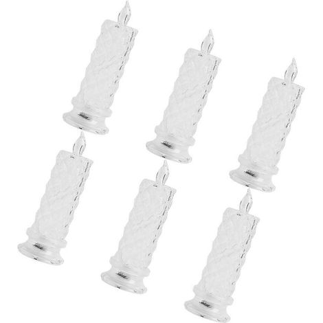 Lot de 6 bougeoirs LED transparents, bougies électriques décoratives, accessoires pour bougies de fête (1/5)