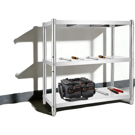 Lagerregal, 201 Edelstahl, 82,0 cm Höhe, drei Etagen, Bodeninstallation, 68 kg Tragfähigkeit (1/5)