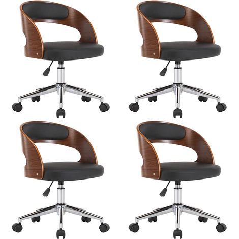Maison Exclusive - Sedie da Pranzo Girevoli 4pz Nere in Legno Curvato e Similpelle (1/5)