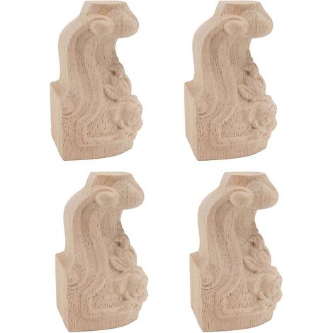 Pieds de meuble décoratifs en bois sculpté, compatibles avec d'autres meubles, ensemble de 4 pièces (1/5)