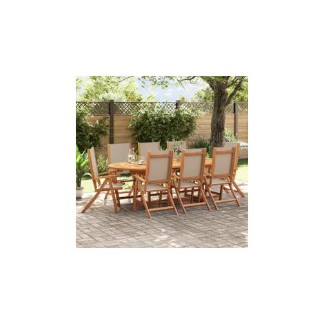 Ensemble à manger de jardin 9pcs bois d'acacia solide textilène (1/5)