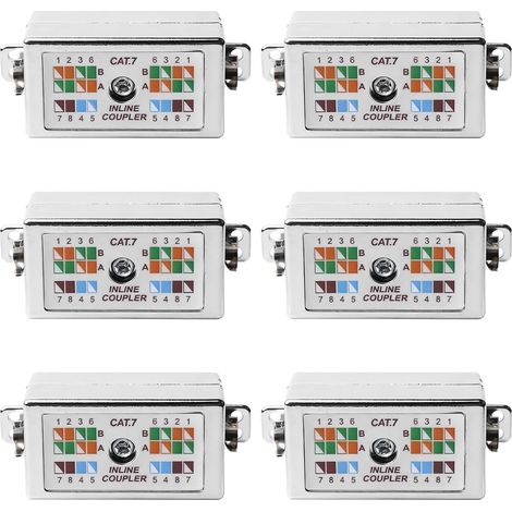 6 Pack Cat6 Cat7 Shielded Connectors with PoE Support Patch Box for Connecting and Repairing Network Cables (1/5)