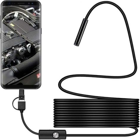 Snake USB-Inspektionskamera, IP67 wasserdichtes USB-C-Endoskop, Typ-C-Kamera mit 6 einstellbaren LEDs für Android, XP, W7, W8, Vista, W10, 5,5 mm