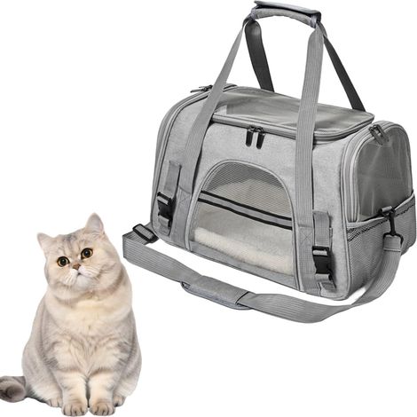 Bolsa transportadora para gatos y otras mascotas con tapa, suave y portátil, plegable, para cachorros medianos y pequeños.