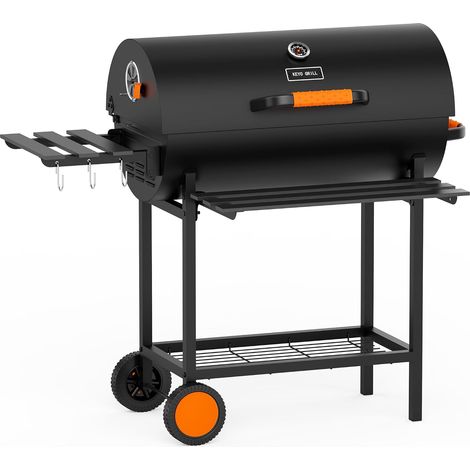 29" Barbecue à Charbon Et Fumoir avec Bac à Charbon de Bois Réglable Grand Barbecue Baril avec Grille Chromée à Libération Rapide,Barbecue de Camping pour Jardin, Abri, Terrasse- 537 Sq In (1/5)