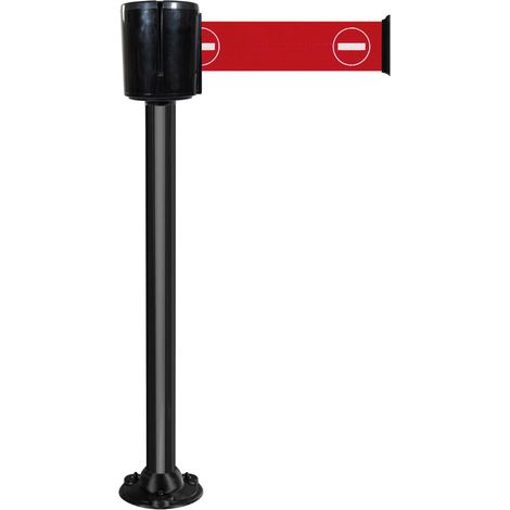 Poteau à sangle alu noir logo sens interdit 10m x 100mm socle fixe - 2801362 (1/3)