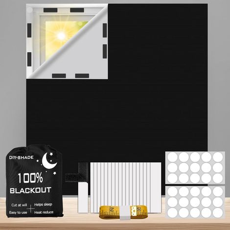 Verdunkelungsrollo 300 x 145 cm, kein Bohren erforderlich – tragbar, mit 30 Nano-Klebepunkten. Geeignet für Dachfenster.