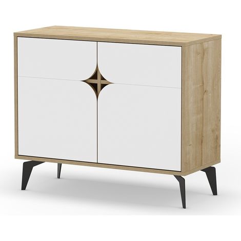 CALICOSY - Buffet 2 portes avec pieds en métal L95 cm - FLORA (1/5)