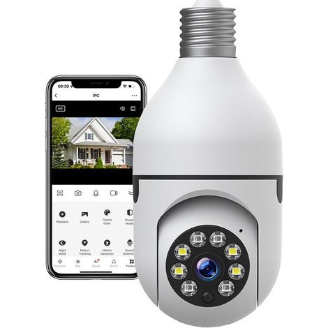 Caméra ampoule de sécurité 1080P WiFi intérieur sans fil 360°Panoramique - CAMCAMP (1/4)