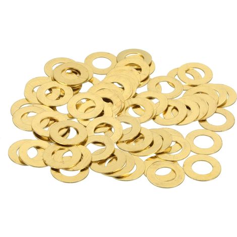 70Pcs Rondelle Métal Plate Laiton, Kit Assortiment Rondelles M6 Cuivre Rondelles Écrasables, 6mm ID, 12mm OD, 0.5mm Épaisseur pour Boulons Vis Réparation, Construction (1/5)