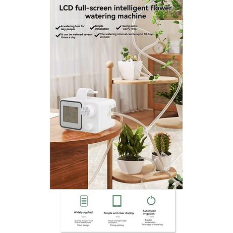 1 Set. Farbe: Weiß. Material: ABS. Automatisches Bewässerungsgerät mit LCD-Bildschirm, programmierbarem Smart-Bewässerungssystem und LCD-Anzeige.