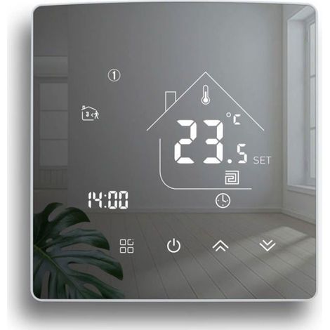 Thermostat mural numérique programmable, thermostat d'ambiance avec miroir pour chauffage (1/5)