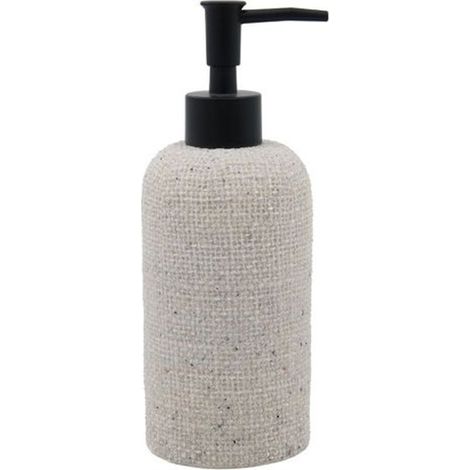 Cleafe - Dispenser Per Sapone Liquido Effetto Tela Juta Con Pompa Nera Accessorio Bagno 87826 - (1/2)