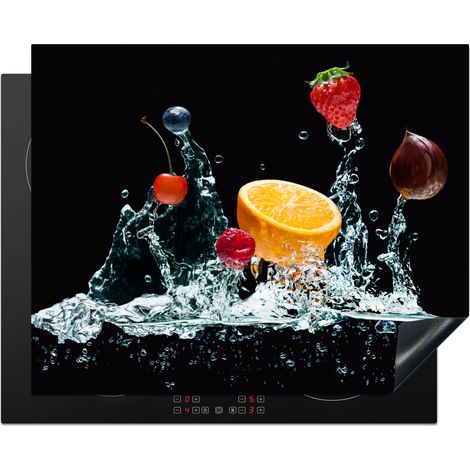 Induction Hob Protector Water - Fruit - Orange - Strawberry - Cherry - Black 65x52 cm (1/5)