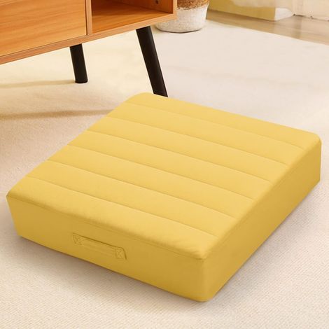 Grand coussin de sol carré, coussin de méditation jaune avec mousse épaisse et housse lavable touffetée douce, grand siège de sol pour adultes, enfants, assis et yoga, 45 cm-Karteo (1/5)