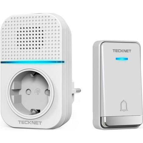 Sonnette Sans Fil 400m Sonnette de Porte IP65 Étanche Carillon Electronique Sonnette de Porte avec Lumière LED 60 Mélodies 5 Niveaux Volumes (1/5)