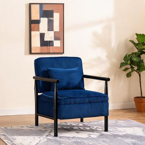 Fauteuil coloris bleu en velours 83 x 66 x 73 cm (1/5)