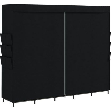 Penderie en tissu noire étanche à la poussière transportable, 5 tringles à vêtements, dimensions 212x45x167cm, grande capacité de rangement pour tous vos habits (1/5)