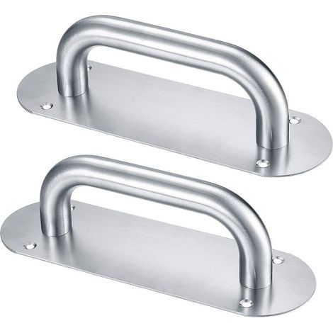 2 Pcs Poignée de Porte Coulissante,Poignées de Porte à Pousser en Acier Inoxydable,Traction de Poignée d'Armoire avec Plaque Arrière pour les Portes de Grange Placard Jardin(200x 65mm/Oval) (1/5)