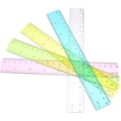 Règle en plastique Angoily de 20 cm, lot 5, surface lisse et (1/5)