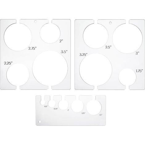 Lot de 3 pochoirs ronds en acrylique transparent de 17,8 x 17,8 cm pour peinture de 1,3 à 8,9 cm de diamètre, pochoirs de traçage ovales pour loisirs créatifs, 6 mm d'épaisseur (1/5)