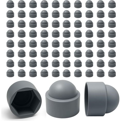 100 Caches Écrous M8 - Clé 13 mm – Protège Écrou Et Vis – Capuchons Plastique Gris Résistants – Cache Vis Décoratif, Protection Anti-Rouille Et Finition Propre - Bricolage (1/5)