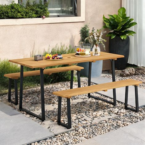 Salon de jardin en tannenholz acier 178 x 76 x 77 cm (1/5)