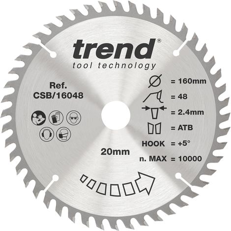 Lame de scie circulaire TCT pour bois, 160 mm, 20 mm, 48 dents (1/5)