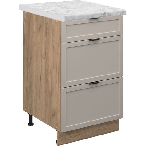 Mobiletto base per cucina Fame-Line, GrigioBeige, 50 cm , PL Marmo, Vicco