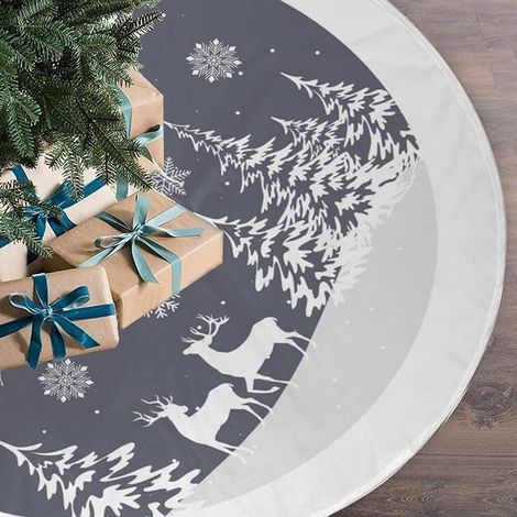 Jupe d'arbre de Noël de 48 pouces, décoration d'arbre de Noël, adaptée à la décoration de Noël de fête de vacances intérieure et extérieure (1/5)